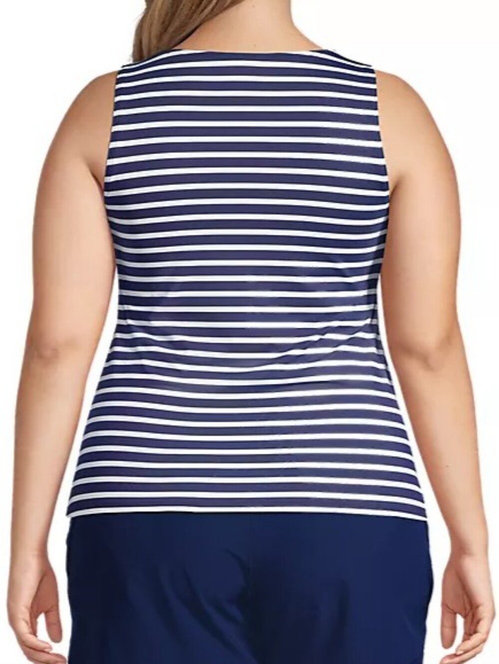 Lands End Plus Size 22W DDD Cup High Neck Tankini TOP Deep Sea Diagonal Stripe - Picture 5 of 12